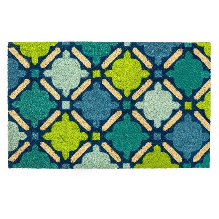 Made4Mansions 18 x 30 in. Blue Mosaic Coconut Coir Doormat MA2567100